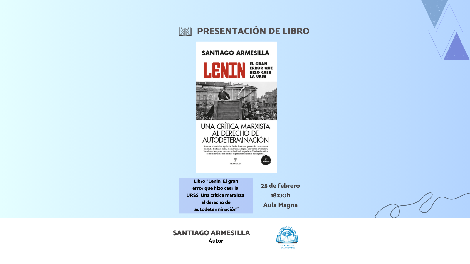 ACTIVIDAD FORMATIVA —  PRESENTACIÓN DEL LIBRO: “LENIN. EL GRAN ERROR QUE HIZO CAER LA URSS. UNA CRÍTICA MARXISTA DEL DERECHO DE AUTODETERMINACIÓN”